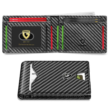 Slim Wallet for Men Rfid Blocking Leather Bifold Front Pocket Carbon Fiber Men's Money Clips Credit Card Holder With Gift Box