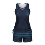 ⏰LAST DAY 60% OFF🌊Women's Tummy Control Tankini Set with Built-In Bra – Flattering Boho Swimwear with Shorts