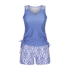 ⏰LAST DAY 60% OFF🌊Women's Tummy Control Tankini Set with Built-In Bra – Flattering Boho Swimwear with Shorts