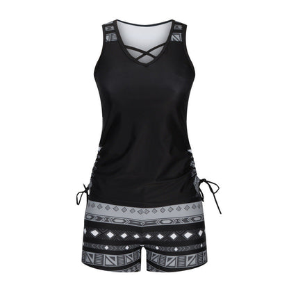 ⏰LAST DAY 60% OFF🌊Women's Tummy Control Tankini Set with Built-In Bra – Flattering Boho Swimwear with Shorts