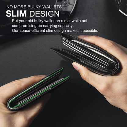 Slim Wallet for Men Rfid Blocking Leather Bifold Front Pocket Carbon Fiber Men's Money Clips Credit Card Holder With Gift Box