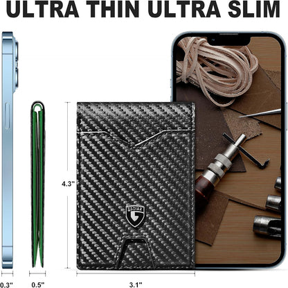 Slim Wallet for Men Rfid Blocking Leather Bifold Front Pocket Carbon Fiber Men's Money Clips Credit Card Holder With Gift Box