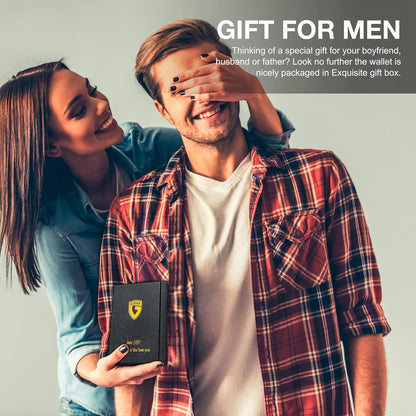 Slim Wallet for Men Rfid Blocking Leather Bifold Front Pocket Carbon Fiber Men's Money Clips Credit Card Holder With Gift Box