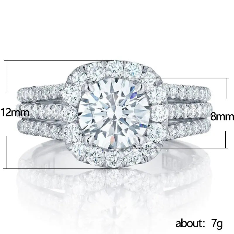 Full Pavé Three-Row Statement Ring, Sparkling Crystal, Elegant Women Party & Daily Jewelry