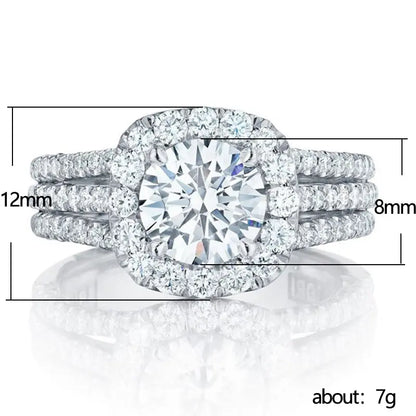 Full Pavé Three-Row Statement Ring, Sparkling Crystal, Elegant Women Party & Daily Jewelry