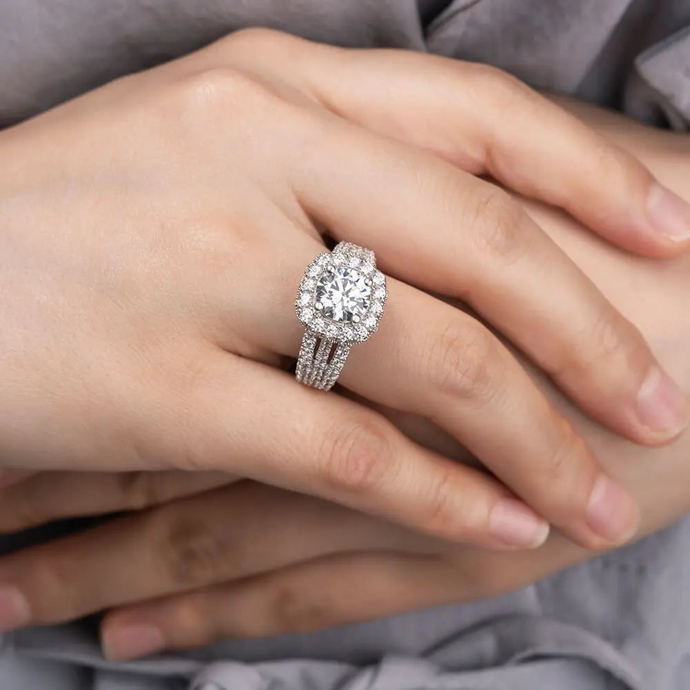 Full Pavé Three-Row Statement Ring, Sparkling Crystal, Elegant Women Party & Daily Jewelry