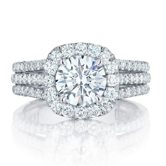 Full Pavé Three-Row Statement Ring, Sparkling Crystal, Elegant Women Party & Daily Jewelry