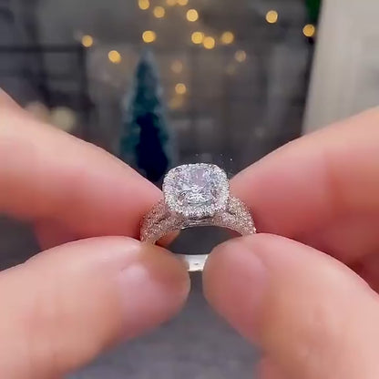 Full Pavé Three-Row Statement Ring, Sparkling Crystal, Elegant Women Party & Daily Jewelry